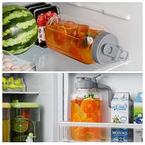 JunVpic Glass Pitcher with lid, 64 oz Wide Mouth Mason Jar | Leakproof, Heavy Duty Glass, Easy to Clean thumbnail 6