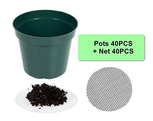 RooTrimmer 40 Pack 4 Inch Plastic Nursery Pots with Mesh Pad, Green | Sturdy & Reusable for Indoor/Outdoor Planting thumbnail 3