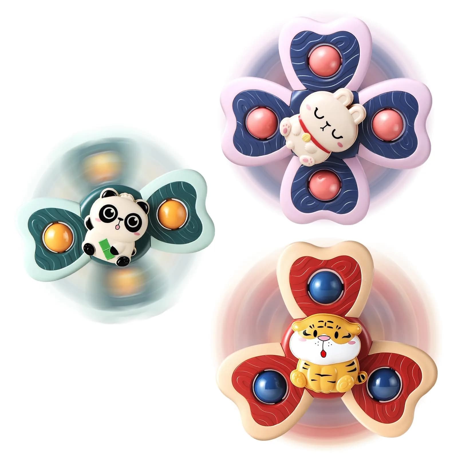 ALASOU Suction Cup Spinner Airplane Travel Toys 3-Pack | Engaging Play for Babies 12+ Months — Purple,red