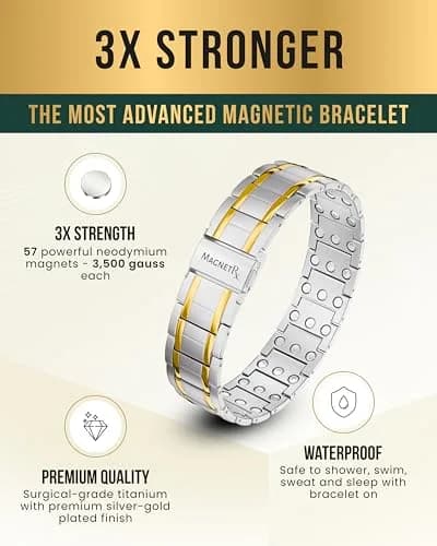MagnetRX 3X Strength Titanium Magnetic Bracelet for Men 23cm (9.1 Inches) | Triple Strength Neodymium Magnets thumbnail 4