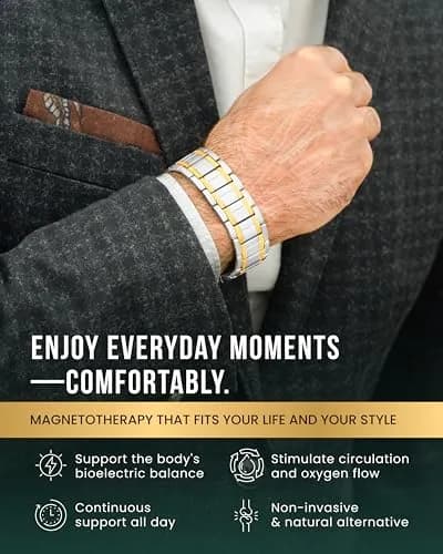 MagnetRX 3X Strength Titanium Magnetic Bracelet for Men 23cm (9.1 Inches) | Triple Strength Neodymium Magnets thumbnail 2