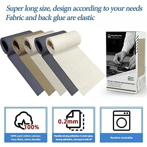 KING MOUNTAIN Canvas Iron-On Repair Patch Roll (3"x60", Khaki) | Waterproof Cotton Fabric Mending Tape thumbnail 3