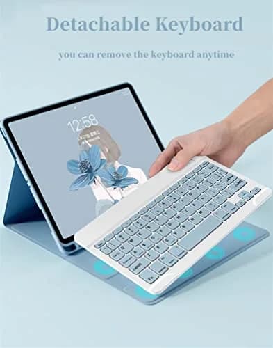 AnMengXinLing Blue Keyboard Case for iPad mini 5 (2019) with Mouse & Pencil Holder | Detachable Bluetooth Folio thumbnail 2