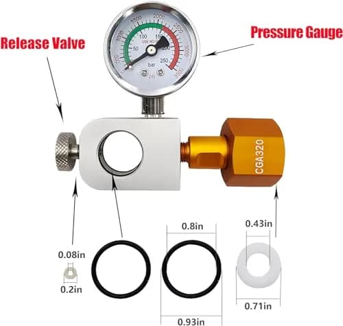 VaVoger Soda Co2 Refill Adapter with Pressure Gauge for Pink Co2 Cylinder | Compatible with DUO Terra Art Soda Co2 Tank thumbnail 4