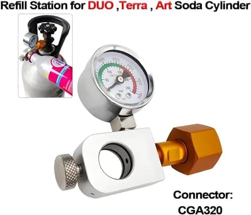 VaVoger Soda Co2 Refill Adapter with Pressure Gauge for Pink Co2 Cylinder | Compatible with DUO Terra Art Soda Co2 Tank thumbnail 3
