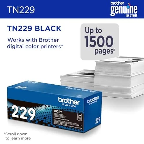 Brother Genuine TN229BK Black Standard Yield Toner Cartridge 1500 Pages | Laser Quality Prints thumbnail 2