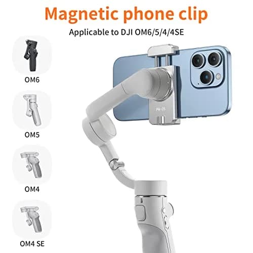 VRIG Select Magnetic Cell Phone Clamp for DJI OM | Metal, Portable, 1/4" Screw, Cold Shoe, 56.5g, Compatible with DJI Osmo Mobile 8/7/6/5 thumbnail 4