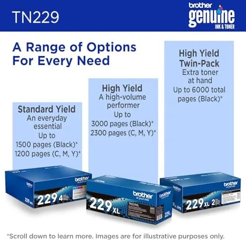 Brother Genuine TN229Y Yellow Standard Yield Toner Cartridge | Prints up to 1,200 Pages thumbnail 5