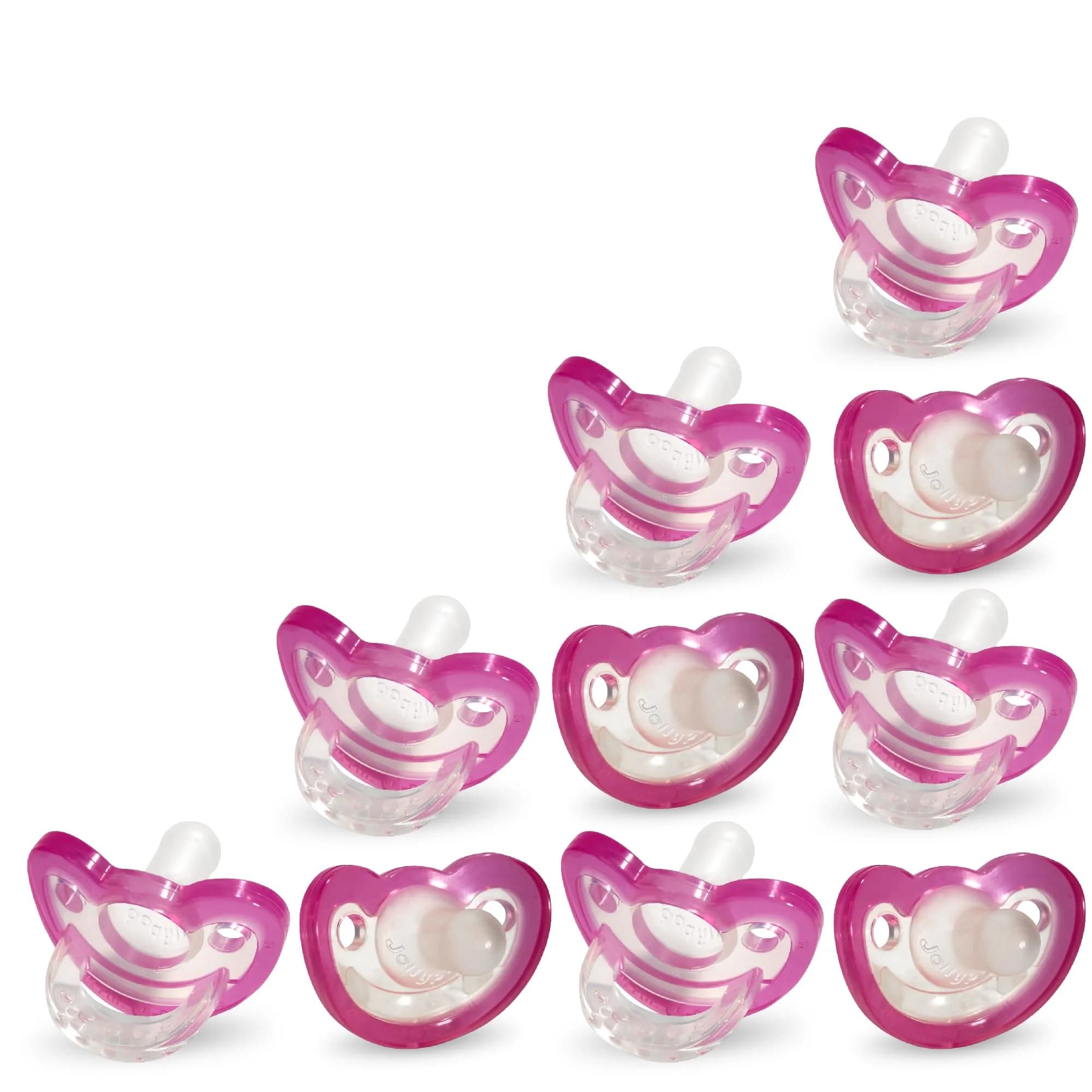 RAZBABY JollyPop Pacifier 2 Pack Pink | Natural Orthodontic Nipple, 3+ Months, USA Made — Pink