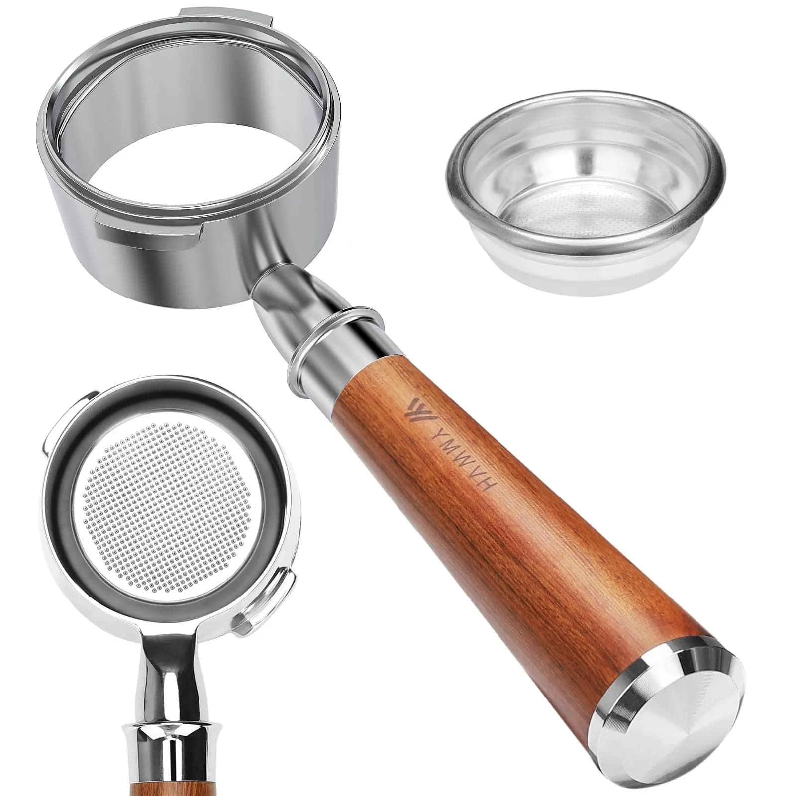 YMWVH 51mm Bottomless Portafilter 2 Ear for De-longhi ECP3420/EC155/BCO430/EC260 | Real-Time Brew Control — 58mm 2 Ears | For Gaggia