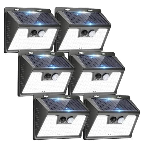 Peasur Solar Lights Outdoor Motion Sensor 6 Pack | Waterproof 140 LED Fence Wall Light thumbnail 1