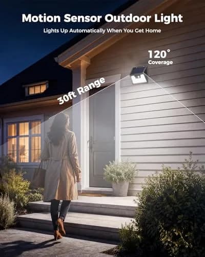 Peasur Solar Lights Outdoor Motion Sensor 6 Pack | Waterproof 140 LED Fence Wall Light thumbnail 5