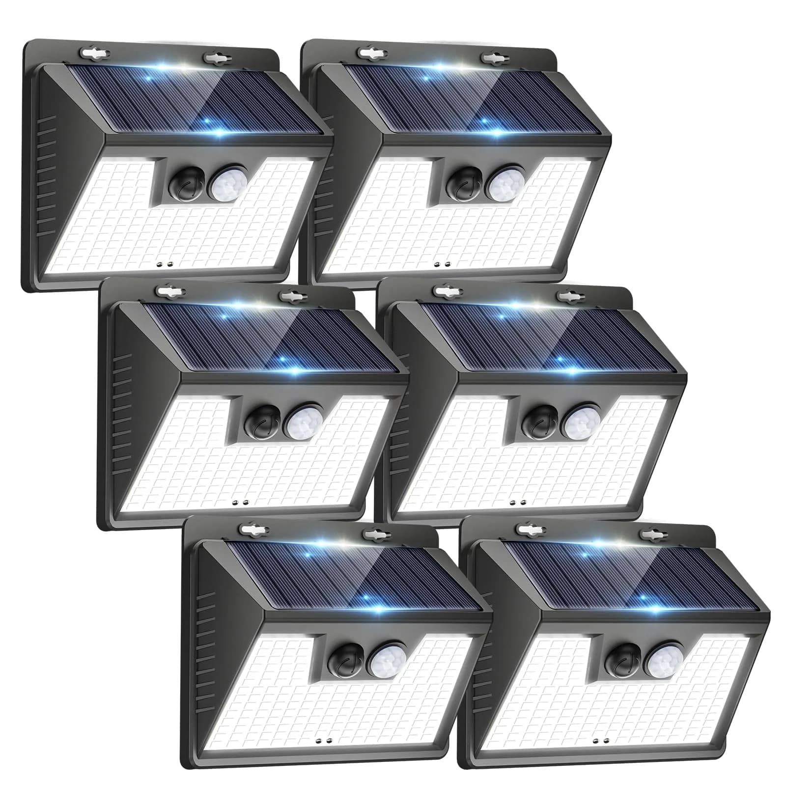 Peasur Solar Lights Outdoor Motion Sensor 6 Pack | Waterproof 140 LED Fence Wall Light - main product image