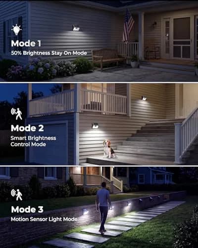 Peasur Solar Lights Outdoor Motion Sensor 6 Pack | Waterproof 140 LED Fence Wall Light thumbnail 4