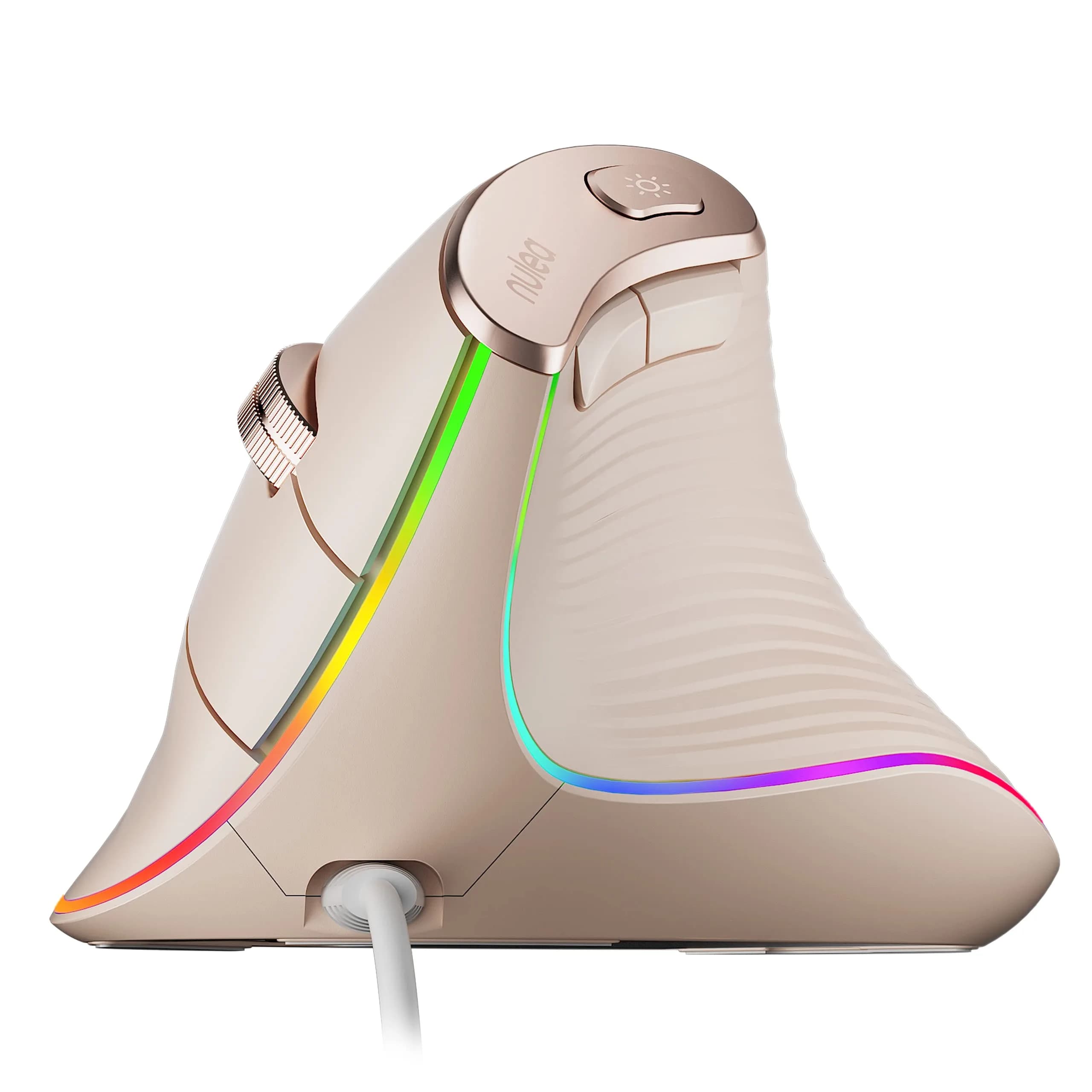Nulea M504 Wired Vertical Ergonomic Mouse with 4 Adjustable DPI & 11 RGB Modes, Right Hand, Black (1 Unit) — D-Pink