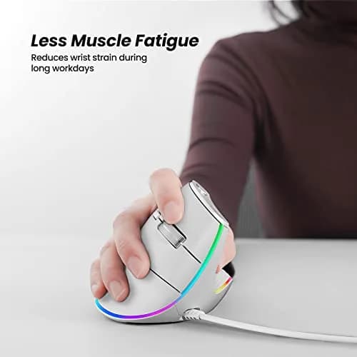 Nulea M504 Wired Vertical Ergonomic Mouse with 4-Level DPI & 11 RGB Modes | 191g (0.42 lb) thumbnail 2