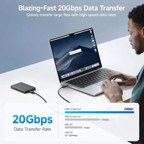 Cable Matters 2-Pack 6ft (1.8m) USB-C to USB-C 20Gbps Cables | 240W PD, 8K Video thumbnail 2