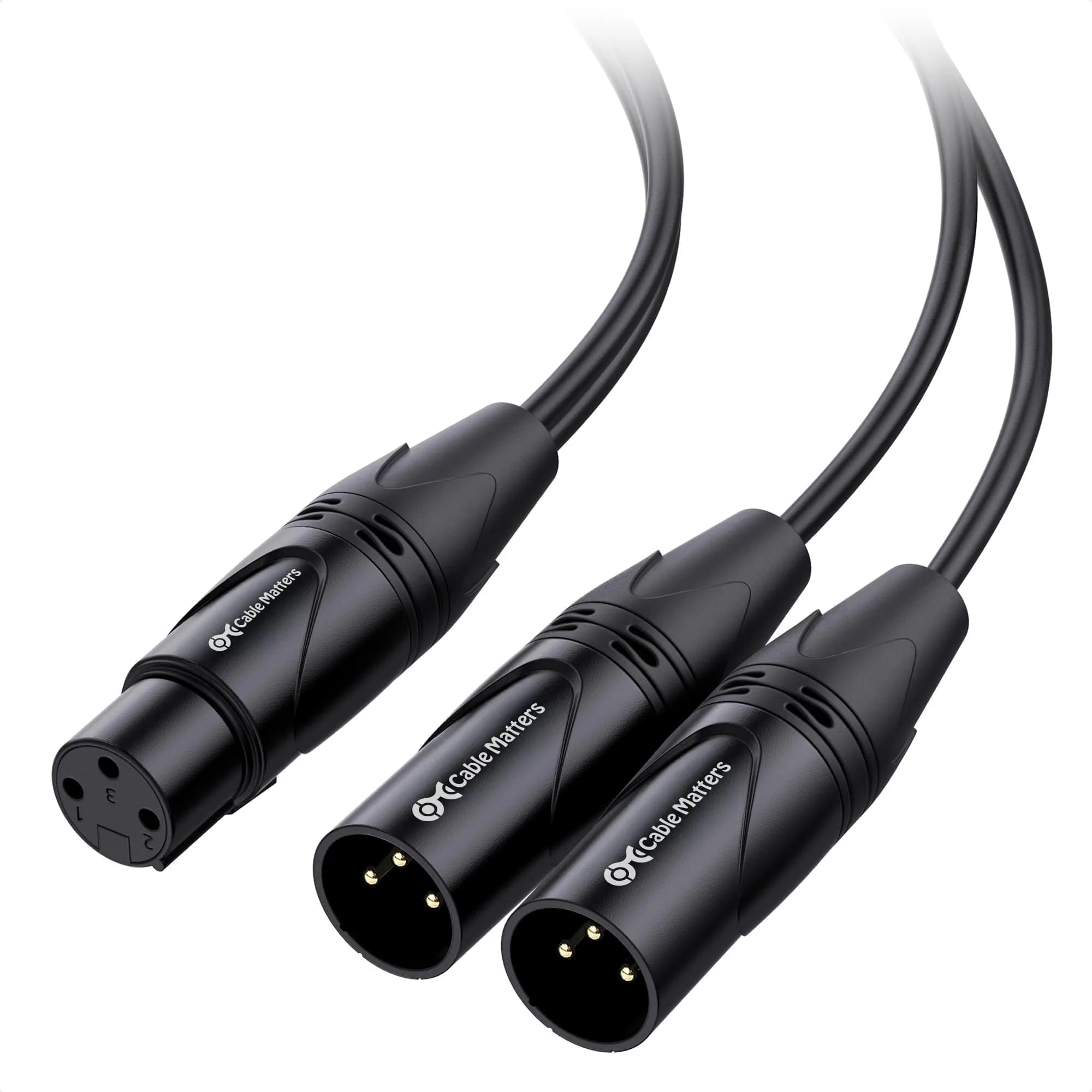 Cable Matters XLR Splitter Cable, Female to 2X Male, 1.5ft | Noise-Free Balanced Audio — 1.5 Feet