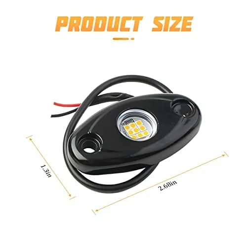 AICEL Vehicle Light Assembly 4 Pods LED RGB Underglow Kit, Yellow | IP68 Waterproof, Aluminum Alloy, 10-14V thumbnail 2