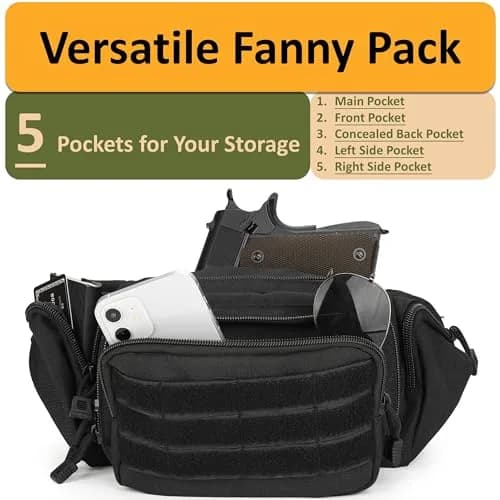 DEYACE Concealed Carry Tactical Fanny Pack for Men | Quick-Release Metal Buckle, Water-Resistant, 1 Pack thumbnail 2