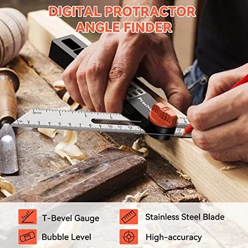 Preciva Digital Angle Finder & Protractor 8inch | High Accuracy for Carpentry & Metalwork thumbnail 2