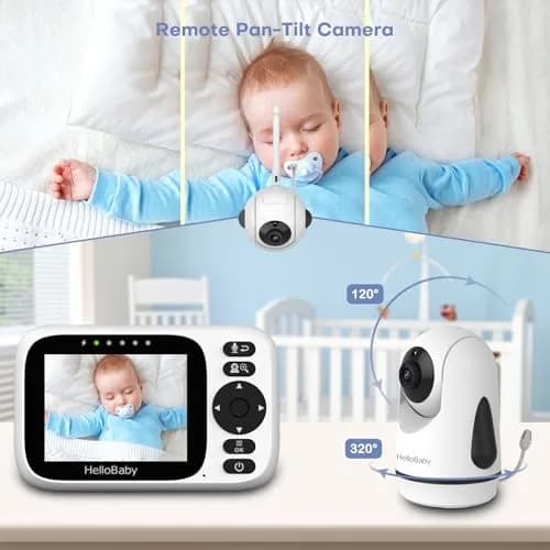 HelloBaby Baby Monitor No WiFi with 3.2 Inch Screen, Pan Tilt Zoom Camera | Secure 1000ft FHSS Wireless Connection thumbnail 5