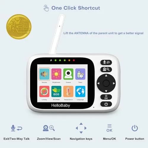 HelloBaby Baby Monitor No WiFi with 3.2 Inch Screen, Pan Tilt Zoom Camera | Secure 1000ft FHSS Wireless Connection thumbnail 2