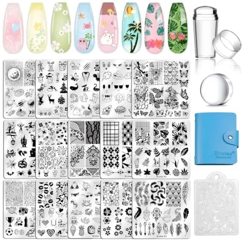 Biutee 15PCS Nail Stamping Plates Set with Silicone Stamper & Scraper | Professional DIY Manicure Tool Kit thumbnail 1