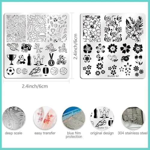 Biutee 15PCS Nail Stamping Plates Set with Silicone Stamper & Scraper | Professional DIY Manicure Tool Kit thumbnail 4