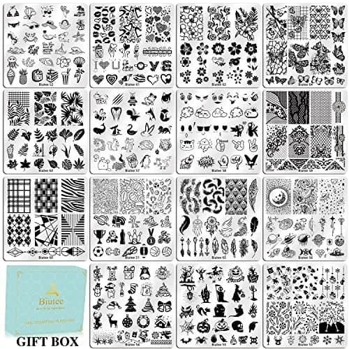 Biutee 15PCS Nail Stamping Plates Set with Silicone Stamper & Scraper | Professional DIY Manicure Tool Kit thumbnail 2