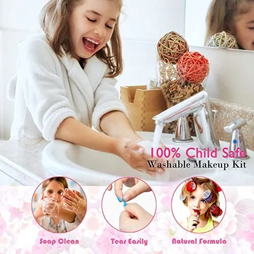 Mrabbitoo Kids Makeup Set Rose 57 Pcs | Pretend Play Toy for Girls Ages 3-12 thumbnail 4
