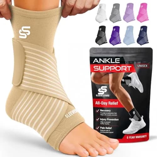 Sleeve Stars Ankle Brace for Men & Women Support, Beige Medium (10"-12") | Orthopedic Brace for Sprains & Pain Relief thumbnail 1
