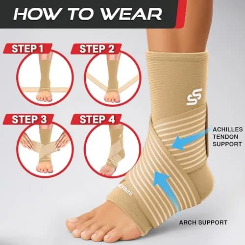 Sleeve Stars Ankle Brace for Men & Women Support, Beige Medium (10"-12") | Orthopedic Brace for Sprains & Pain Relief thumbnail 6