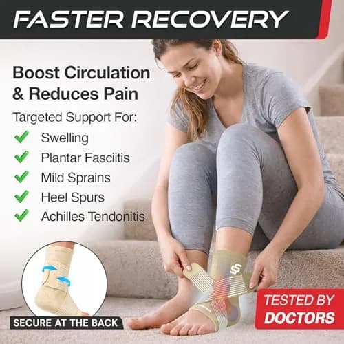 Sleeve Stars Ankle Brace for Men & Women Support, Beige Medium (10"-12") | Orthopedic Brace for Sprains & Pain Relief thumbnail 2