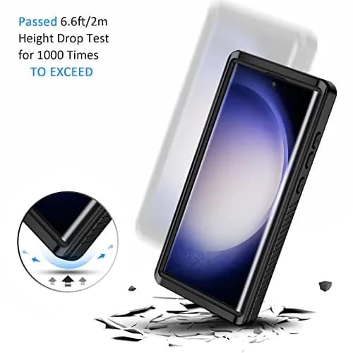 Lanhiem Samsung Galaxy S23 Ultra Phone Case, IP68 Waterproof Dustproof, Shockproof, Built-in Screen Protector, Black thumbnail 5