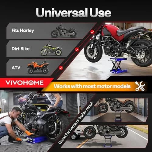 VIVOHOME 1100 LBS Motorcycle Lift Scissor Jack | Wide Deck Hoist Stand, Blue thumbnail 5