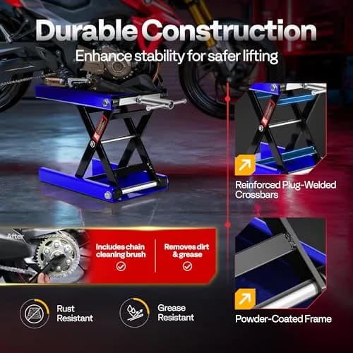 VIVOHOME 1100 LBS Motorcycle Lift Scissor Jack | Wide Deck Hoist Stand, Blue thumbnail 6
