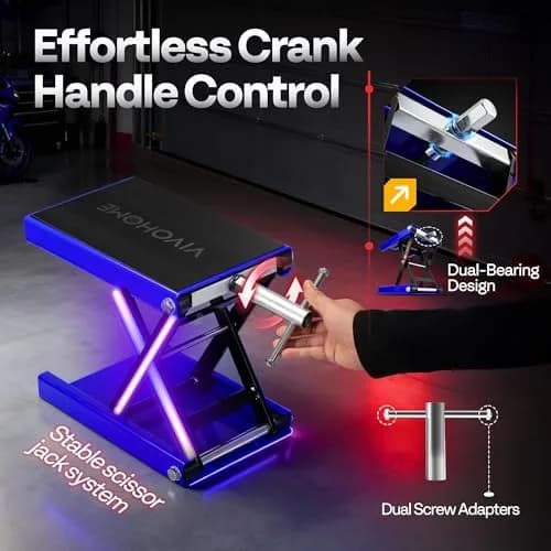 VIVOHOME 1100 LBS Motorcycle Lift Scissor Jack | Wide Deck Hoist Stand, Blue thumbnail 3