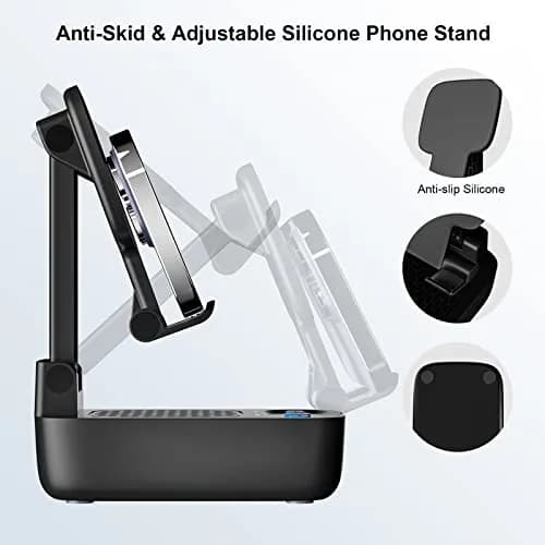 comiso Portable Bluetooth Speaker with Phone Stand, HD Stereo Sound, Bluetooth 5.3, Black (1 Unit) thumbnail 2
