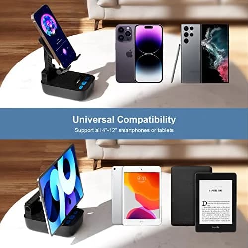 comiso Portable Bluetooth Speaker with Phone Stand, HD Stereo Sound, Bluetooth 5.3, Black (1 Unit) thumbnail 3