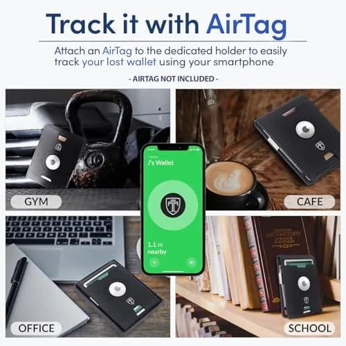 TRAVANDO AirTag Wallet with Money Clip & RFID Protection - Faux Leather Bi-Fold for 11 Cards, 109g (3.8 oz) | Black & Chess thumbnail 2