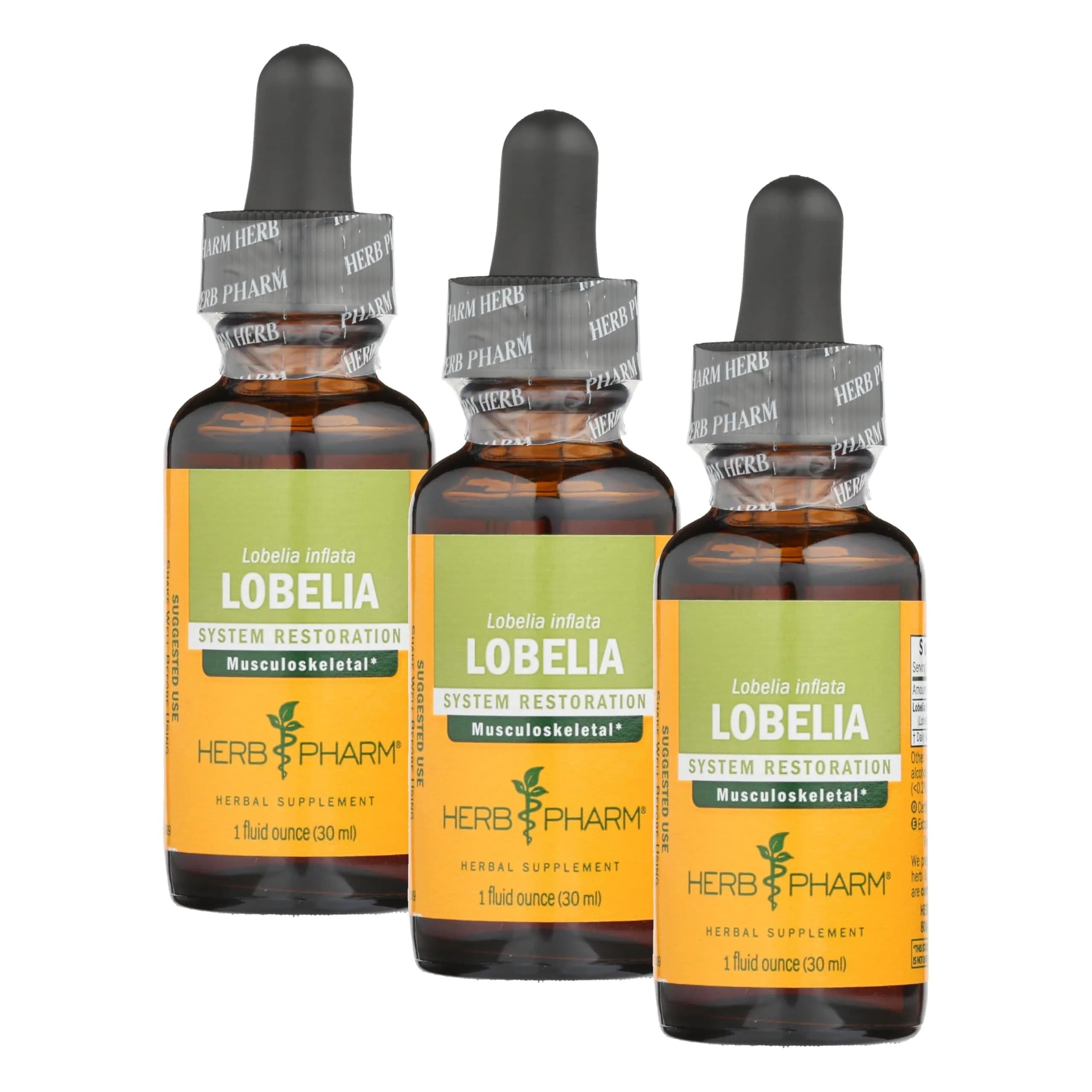 Herb Pharm Certified Organic Lobelia Liquid Extract 1 Fl Oz (29.57 ml) | Musculoskeletal System Support — 3 fl oz