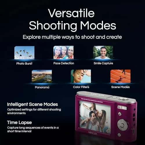 Minolta MND20 44MP Digital Camera 2.7K Ultra HD | Compact, 16X Zoom, Magenta thumbnail 4