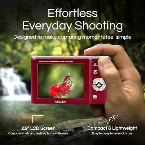 Minolta MND20 44 MP Digital Camera in Red | 2.7K Ultra HD Video & 16X Zoom thumbnail 3