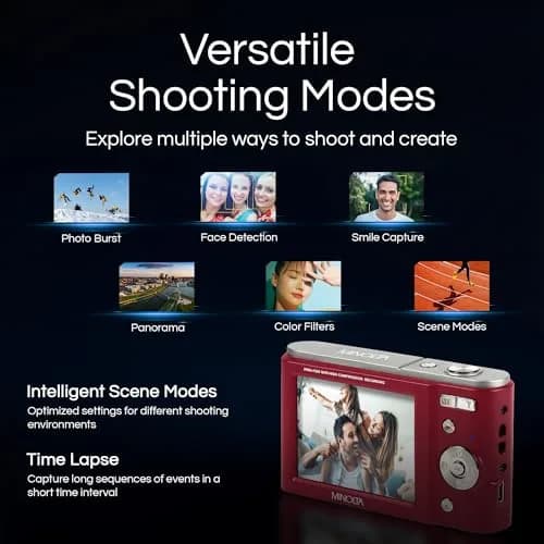Minolta MND20 44 MP Digital Camera in Red | 2.7K Ultra HD Video & 16X Zoom thumbnail 4