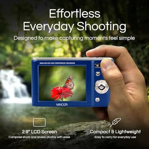 Minolta MND20 44MP Digital Camera in Blue | 2.7K Ultra HD Video & 16X Digital Zoom thumbnail 3