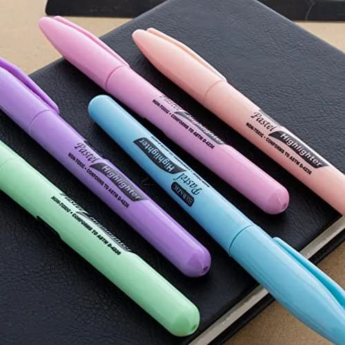 BAZIC PRODUCTS Pen Style Highlighters, Chisel Tip, Clip, 5 Count | Assorted Pastel Colors for Study & Office thumbnail 6