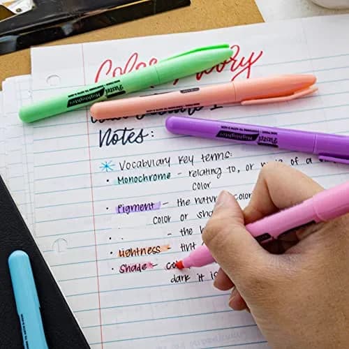 BAZIC PRODUCTS Pen Style Highlighters, Chisel Tip, Clip, 5 Count | Assorted Pastel Colors for Study & Office thumbnail 7