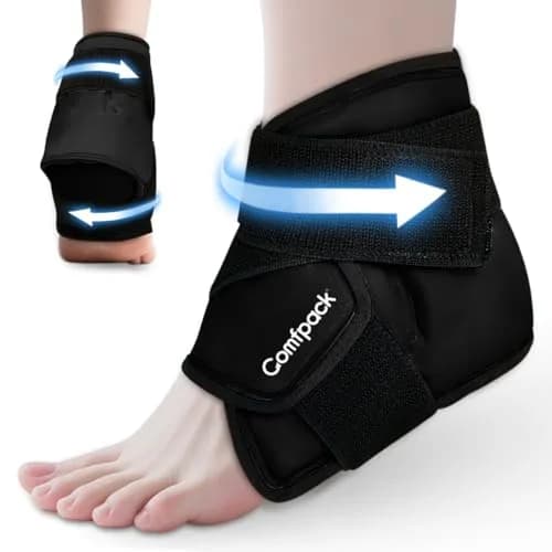 Comfpack Ankle Ice Pack Wrap for Swelling & Pain Relief | Black, One Size thumbnail 1