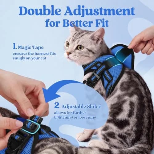 rabbitgoo Cat Harness and Leash Set, Step-in Soft Vest, Blue | Adjustable Escape-Resistant Fit thumbnail 3